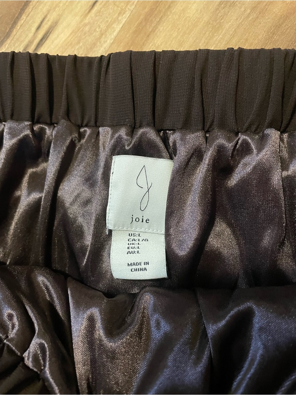 Joie Choc Brown Pleated Chiffon Midi Skirt, Self-Tie Belt, Flowy A-Line Sz L - Picture 6 of 7